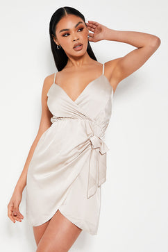 Champagne Satin Wrap Cami Shift Dress | Dresses | Shift dress | I SAW IT  FIRST